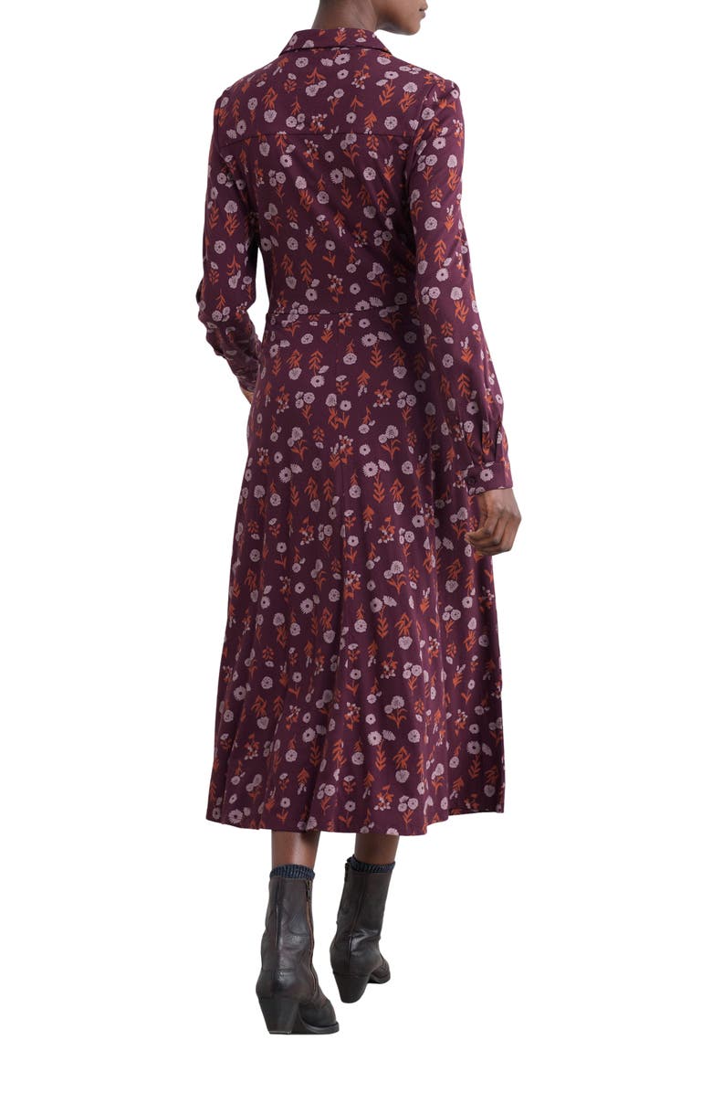 Seasalt Cornwall Coastline Print Long Sleeve Organic Cototn Blend Midi Shirtdress, Alternate, color, 