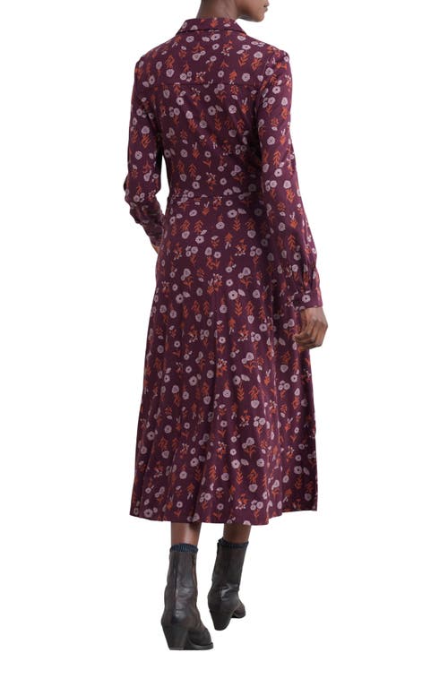 Seasalt Cornwall Coastline Print Long Sleeve Organic Cototn Blend Midi Shirtdress In Multi