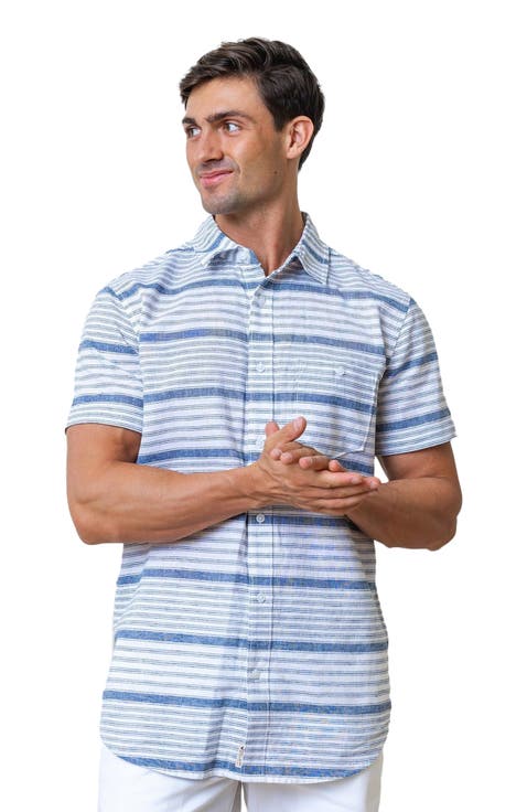Men's Linen Short Sleeve Button Down Shirt