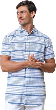 Hope & Henry Men's Linen Short Sleeve Button Down Shirt