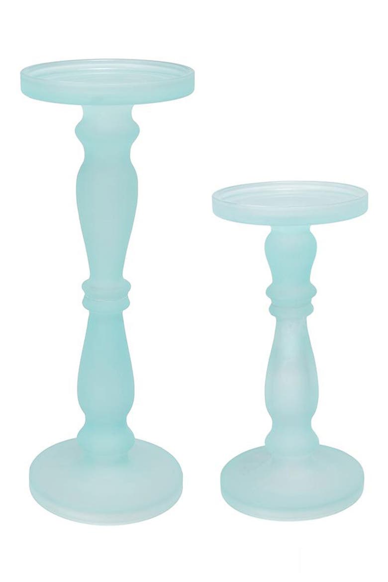 Set of Two Glass Pedestals, Main, color, FROST AQUA