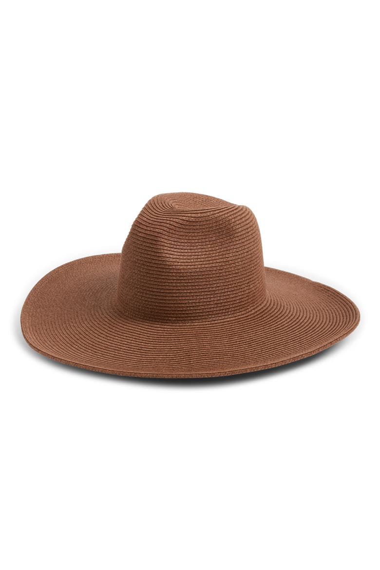 Packable Wide Brim Straw Panama Hat, Main, color, BROWN CLOVE