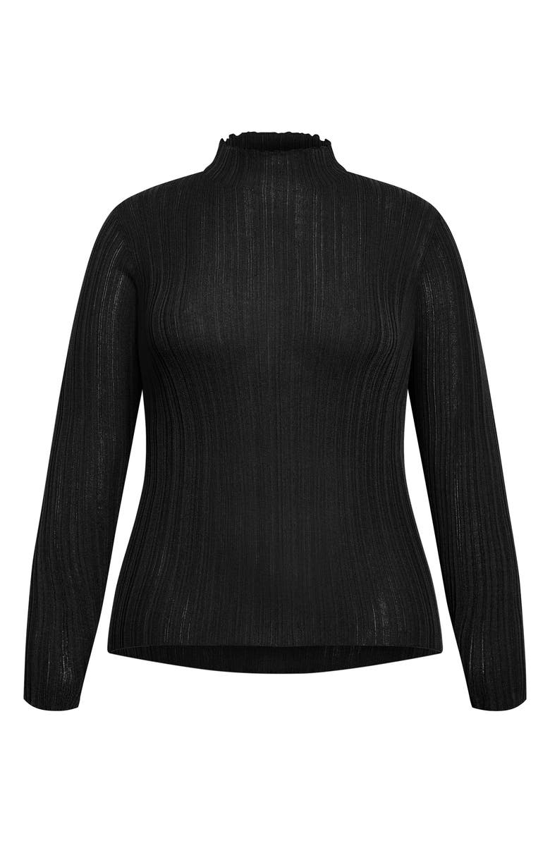 City Chic Crinkle Mock Neck Sweater, Alternate, color, Black