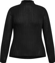 City Chic Crinkle Mock Neck Sweater
