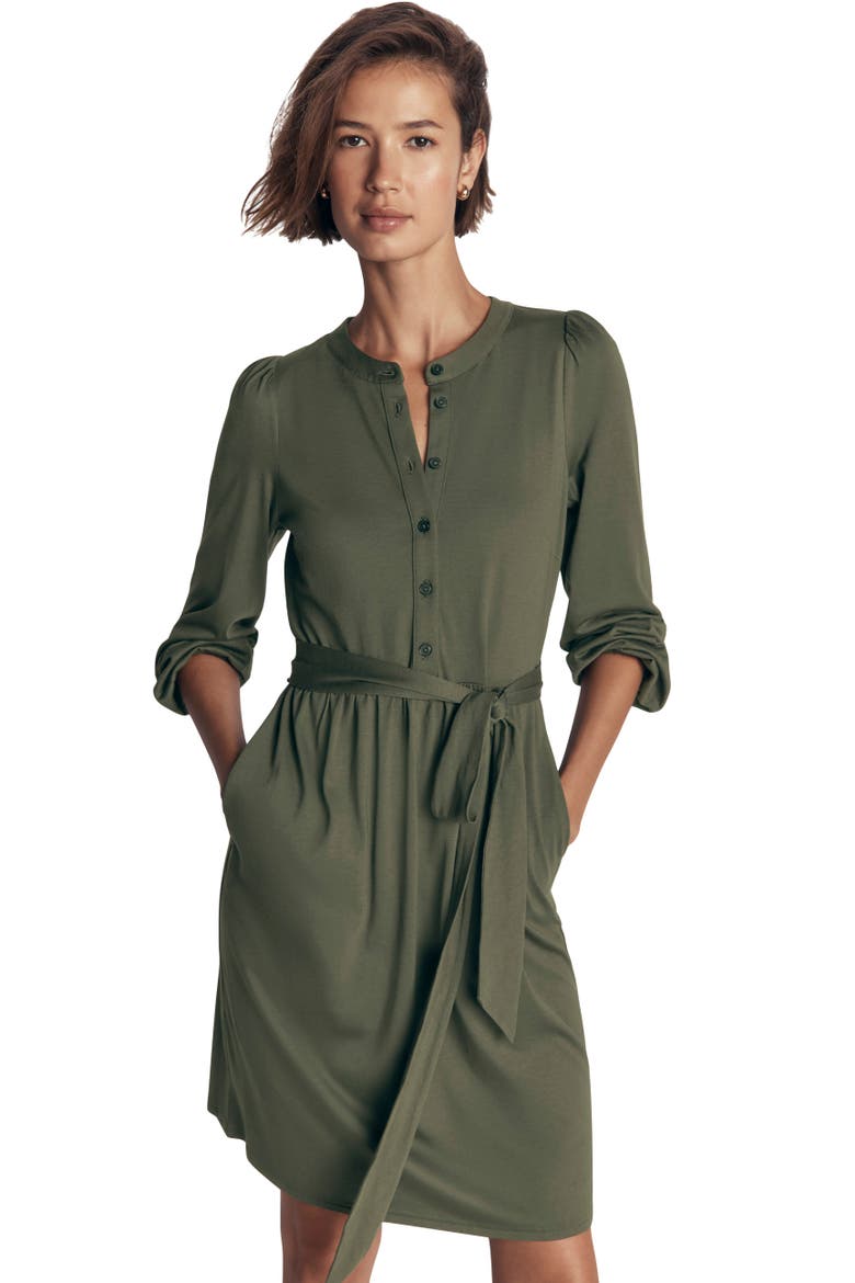 Adele Belted Jersey Dress, Alternate, color, CHROME GREEN