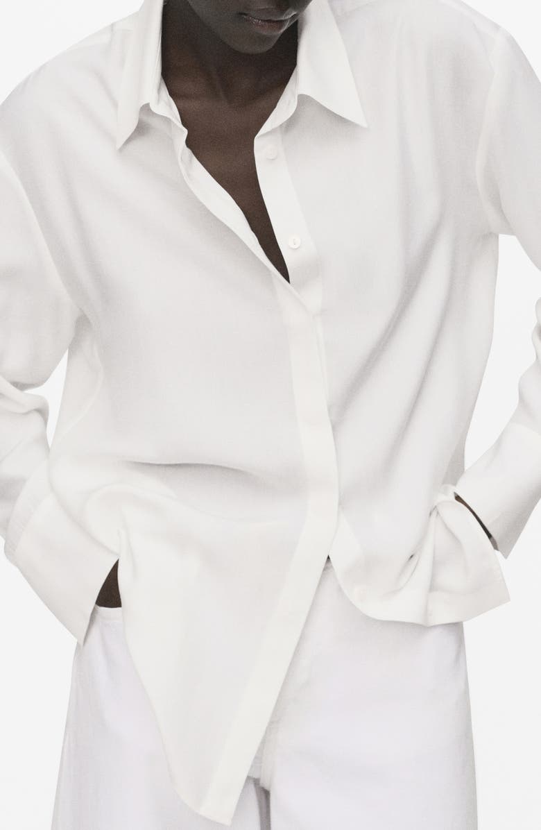 MANGO Relaxed Fit Button-Up Shirt, Main, color, Off White