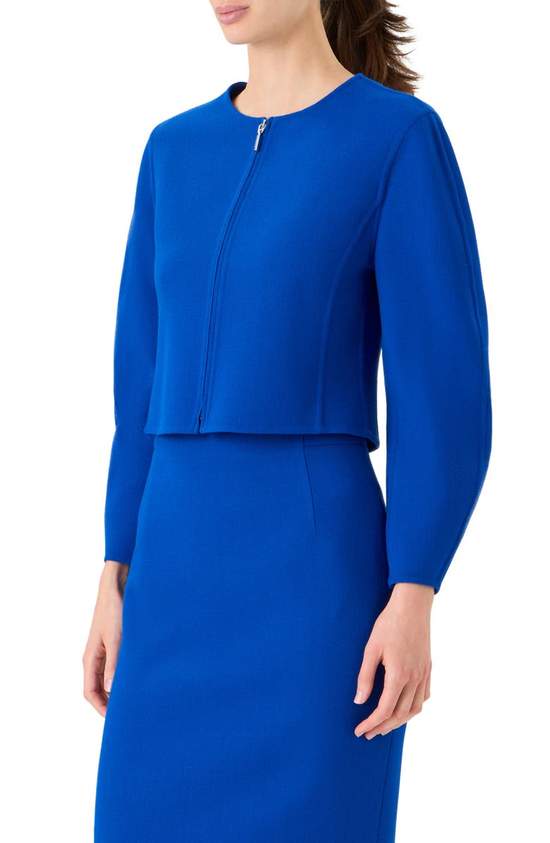 Akris Harriet Crop Wool Blend Zip Jacket, Alternate, color, Lapis Blue