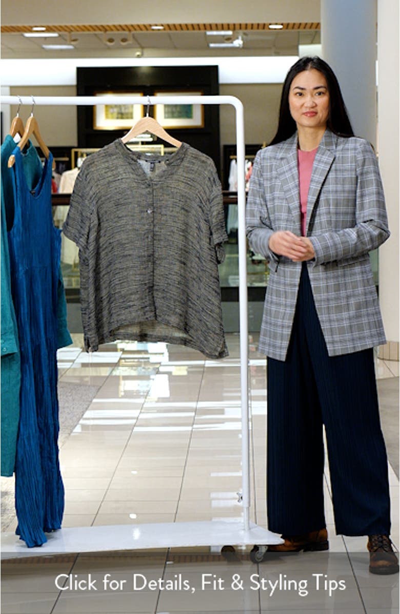 Short Sleeve Organic Linen Blend Button-Up Shirt, sales video thumbnail