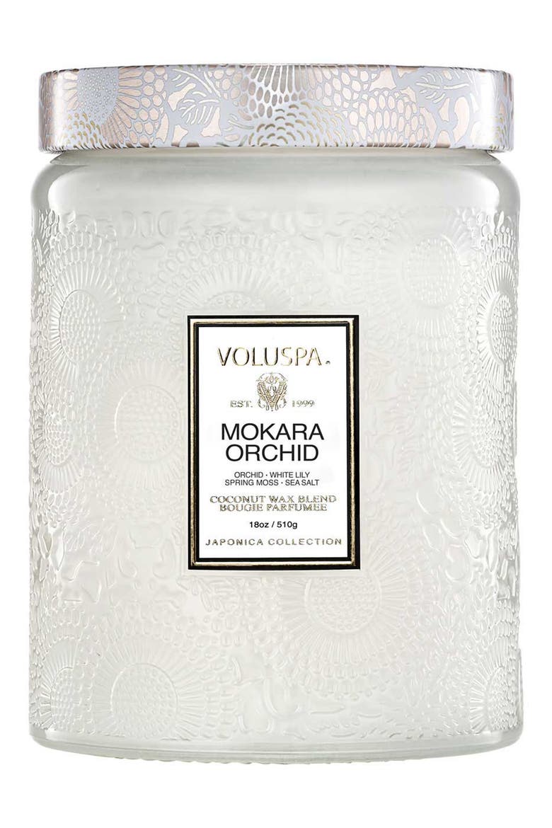 Mokara Orchid Large Jar Candle, Main, color, WHITE