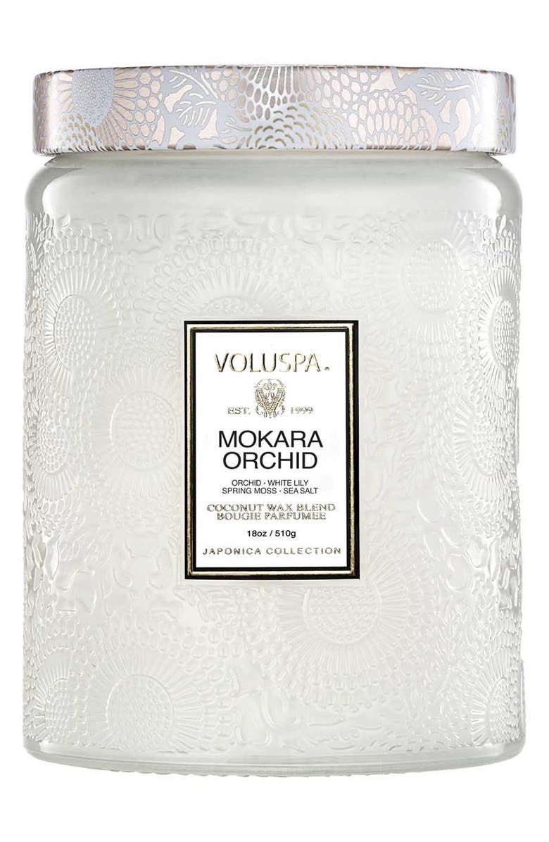 Voluspa Mokara Orchid Large Jar Candle, Main, color, White