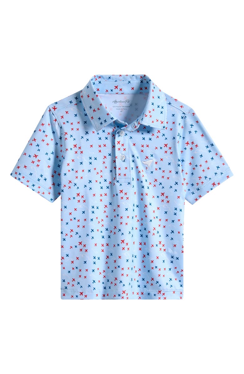 AMERICAN FIT Kids' Jet Print Polo, Main, color, Pastel Blue