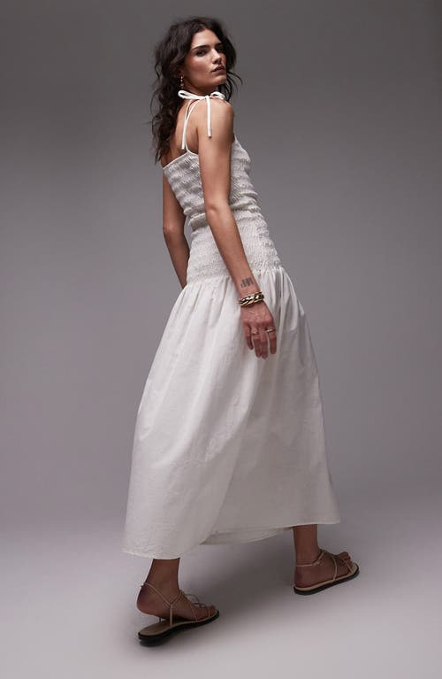 Topshop Linen Cami Ruched Midi Dress