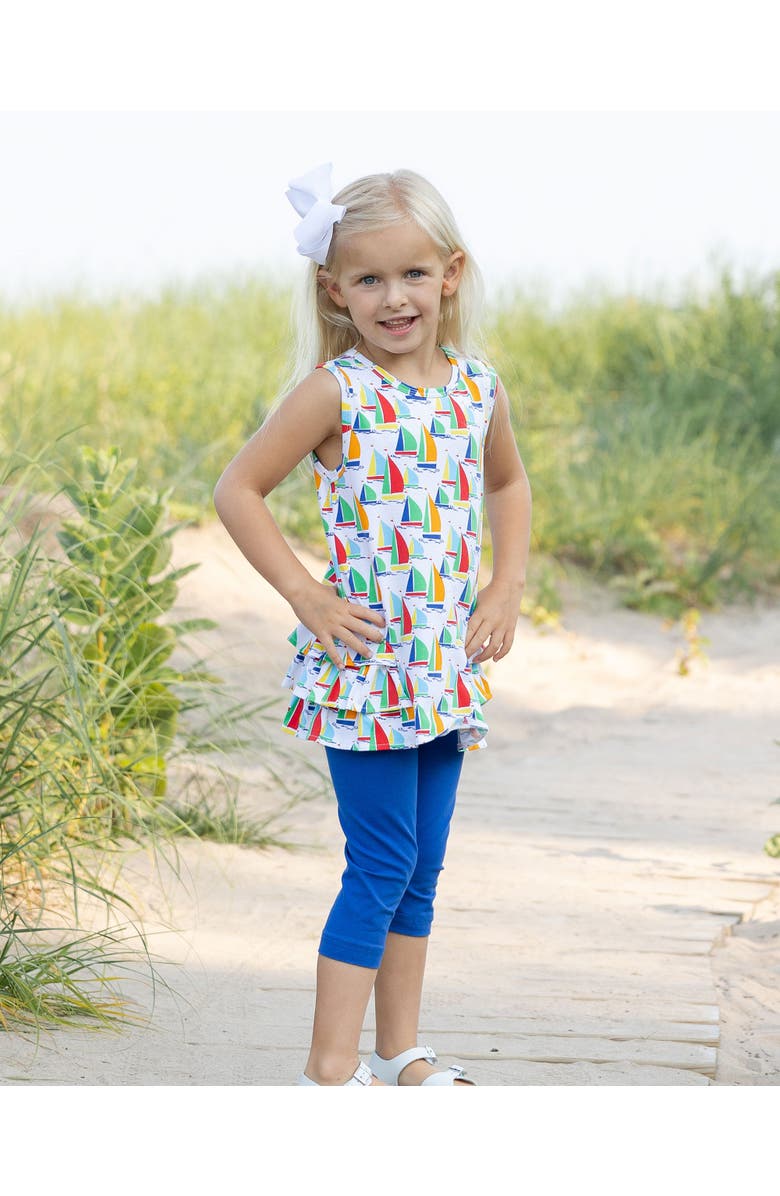 Florence Eiseman Sailboat Print Tunic with Capri Leggings, Alternate, color, White / Multicolor