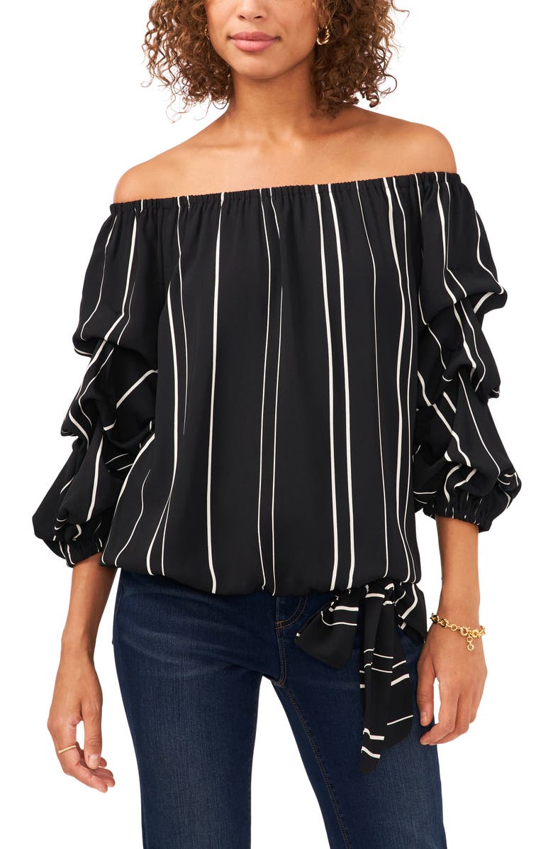 Vince Camuto Off the Shoulder Stripe Blouse, Main, color,