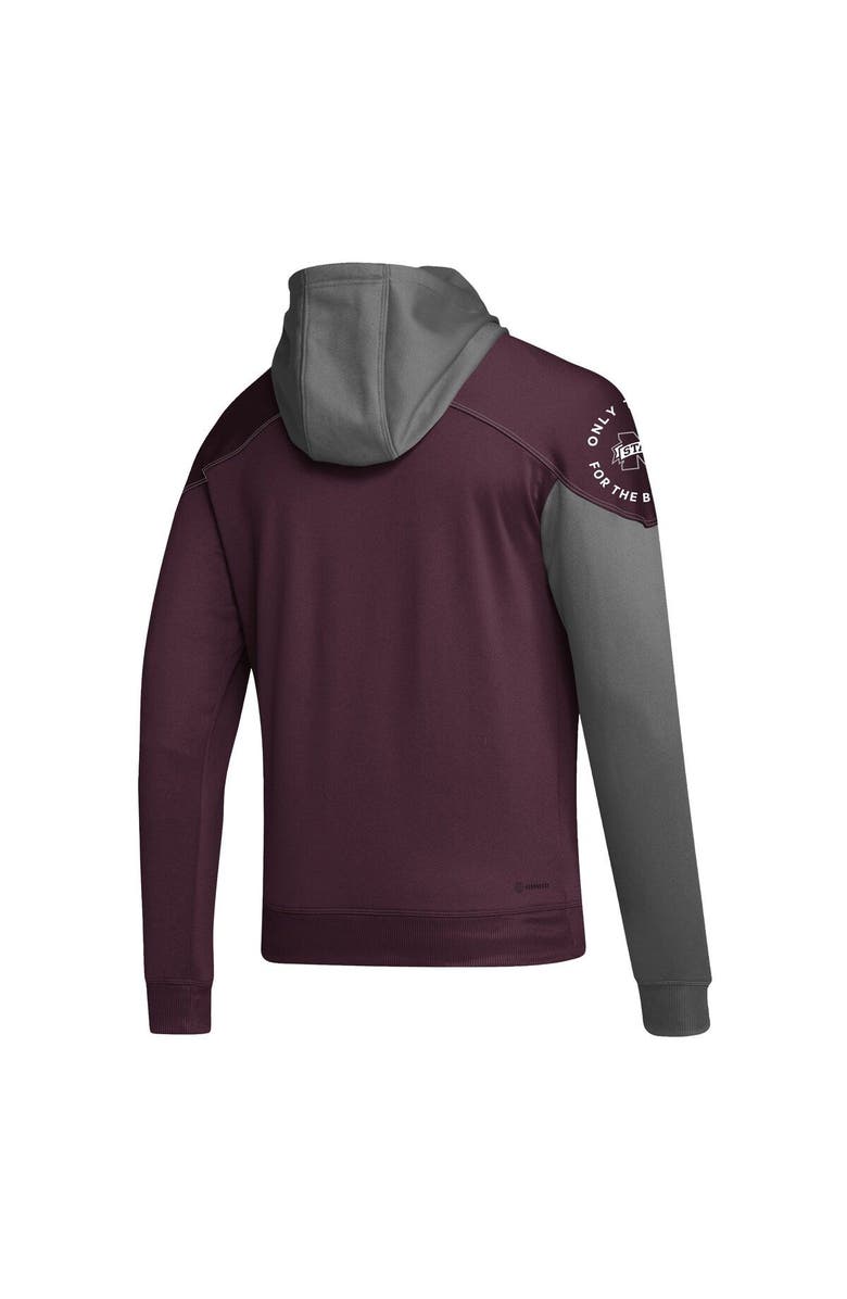 adidas Men's adidas Maroon Mississippi State Bulldogs Block Stadium Pullover Hoodie, Alternate, color, Maroon