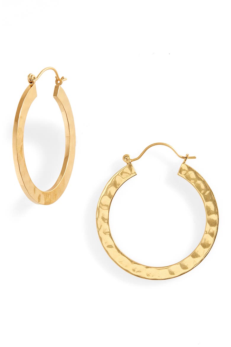 Hammered Hoop Earrings, Main, color, VINTAGE GOLD
