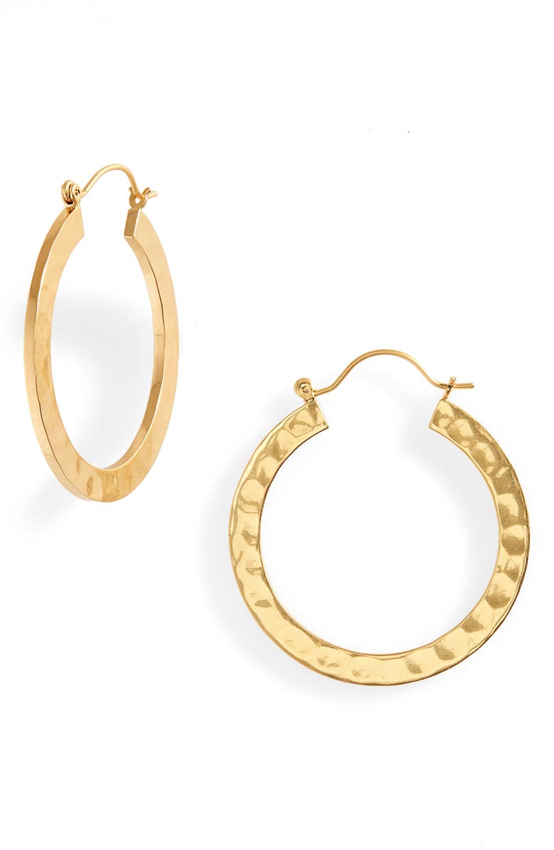 Madewell Hammered Hoop Earrings, Main, color, 