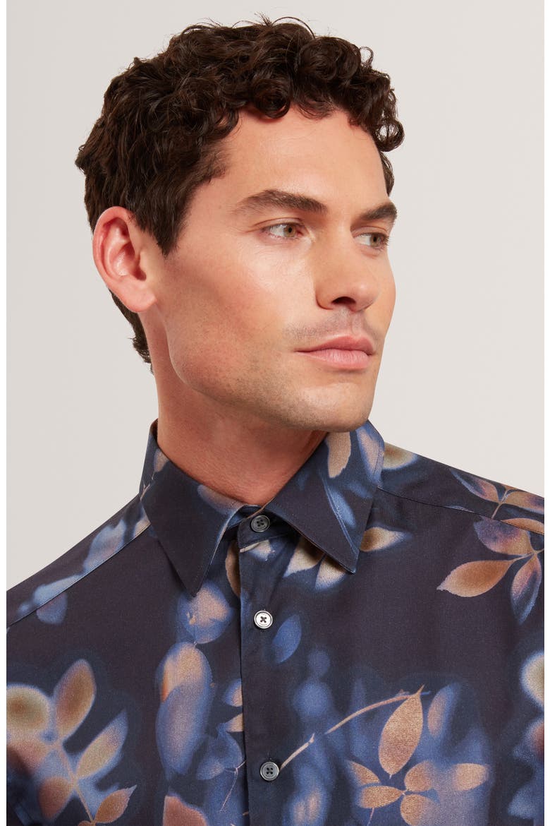 Kalmill Print Button-Up Shirt, Alternate, color, NAVY
