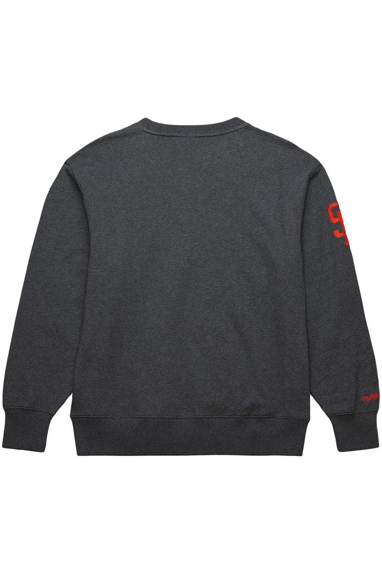 Men's Mitchell & Ness Willie Mays Heather Charcoal San Francisco Giants Legends Collection Vintage Logo Name & Number Fleece Pullover Sweatshirt, Alternate, color, Heather Charcoal