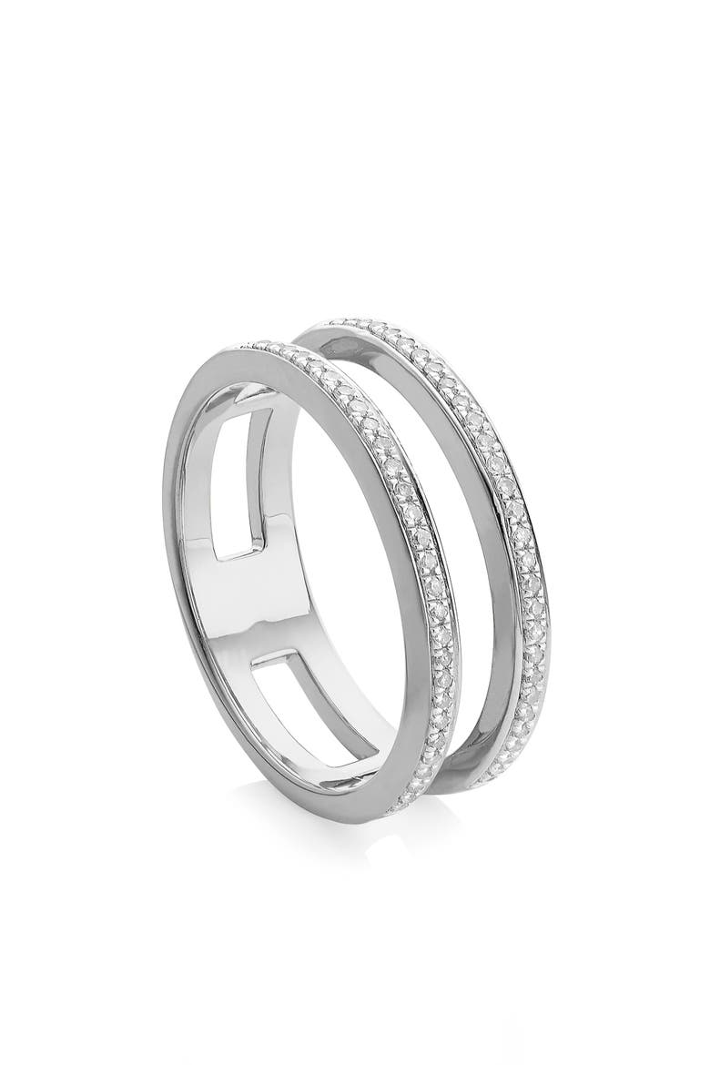 Diamond Skinny Double Band Ring, Alternate, color, SILVER