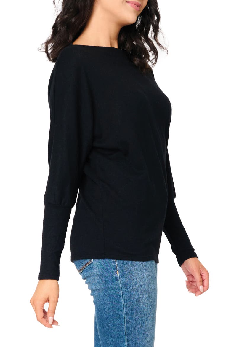 Slouchy Luxe Boatneck Top, Alternate, color, BLACK