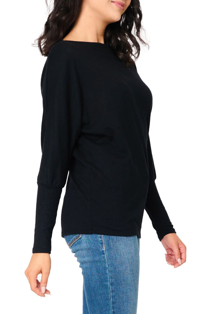 GIBSONLOOK Slouchy Luxe Boatneck Top, Alternate, color, Black