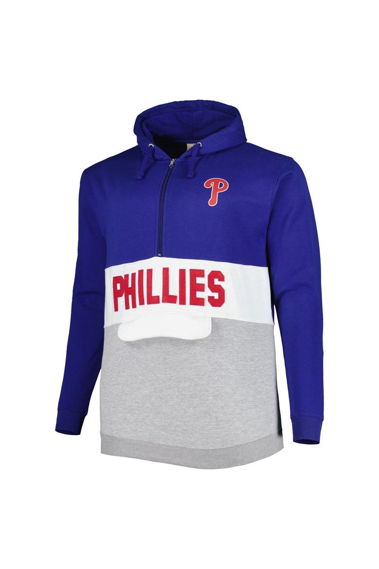 Men's Royal/White Philadelphia Phillies Big & Tall Fleece Half-Zip Hoodie, Alternate, color, Royal