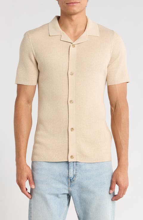 Short Sleeve Button-Up Sweater