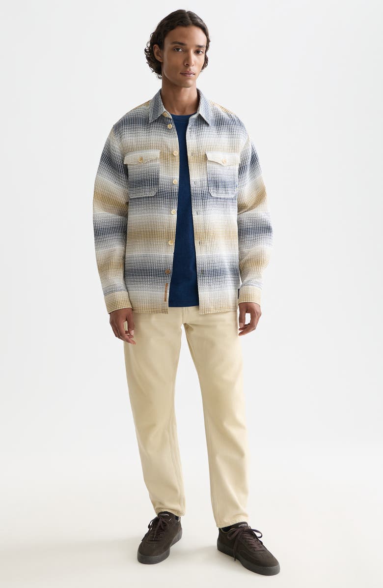 Scotch & Soda Stripe Woven Waffle Button-Up Shirt, Alternate, color, Oceana / Infinity Stripe