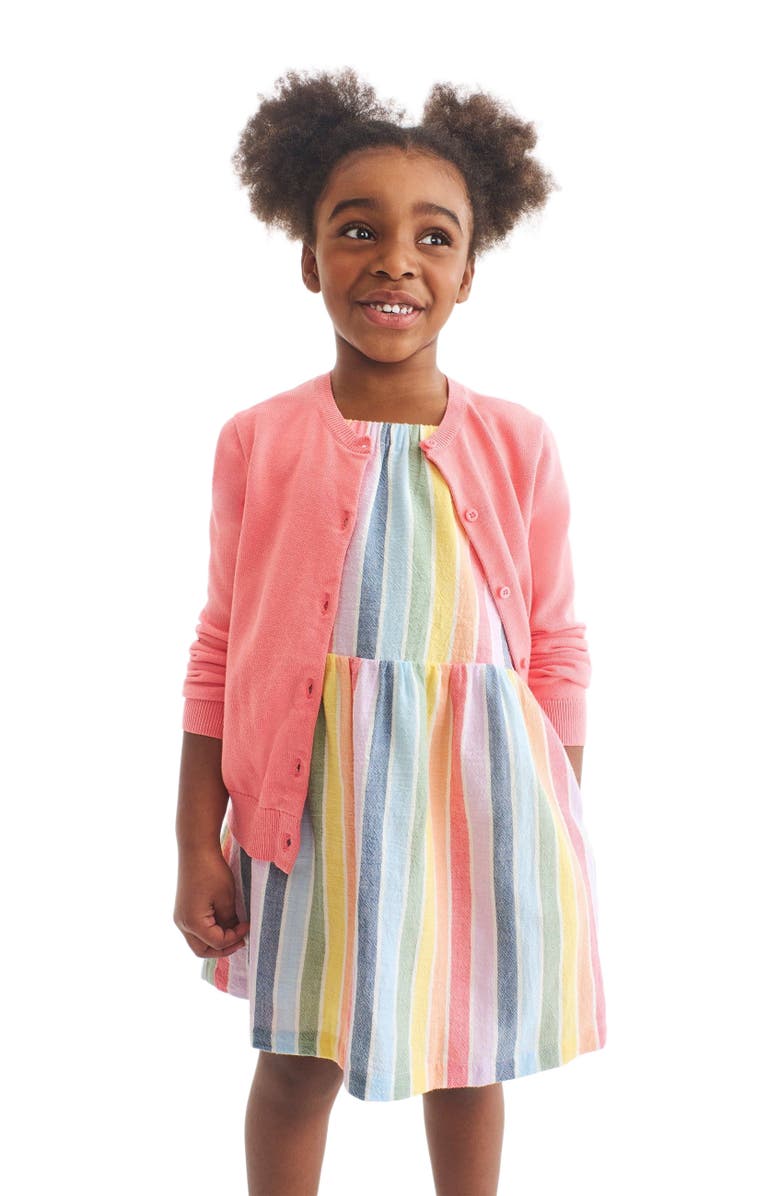 Primary Kids Picnic Dress, Alternate, color, Rainbow Sunrise Stripe