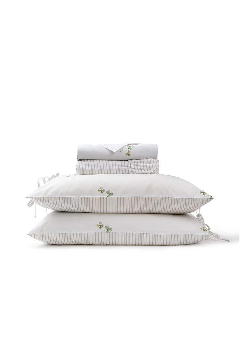 Clover Romantic Floral Striped Reversible Sheet Set Bundles, Main, color, Green