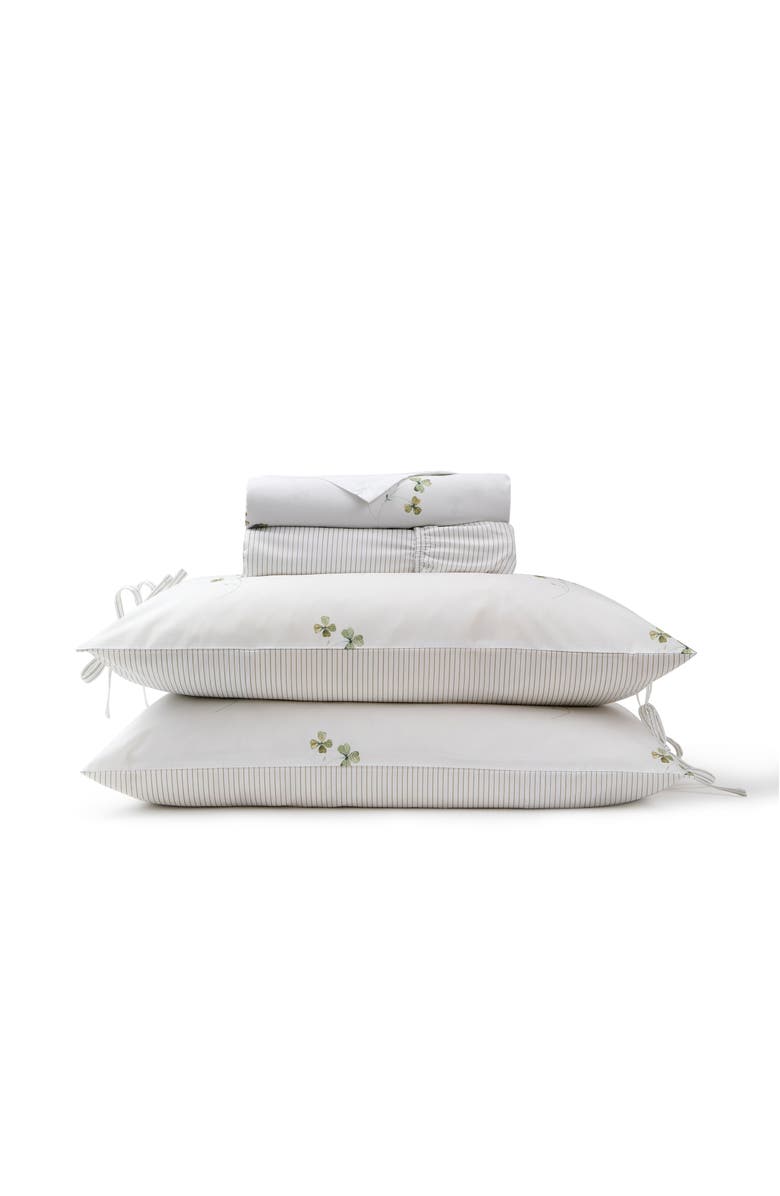CHRISTY Clover Romantic Floral Striped Reversible Sheet Set Bundles, Main, color, Green