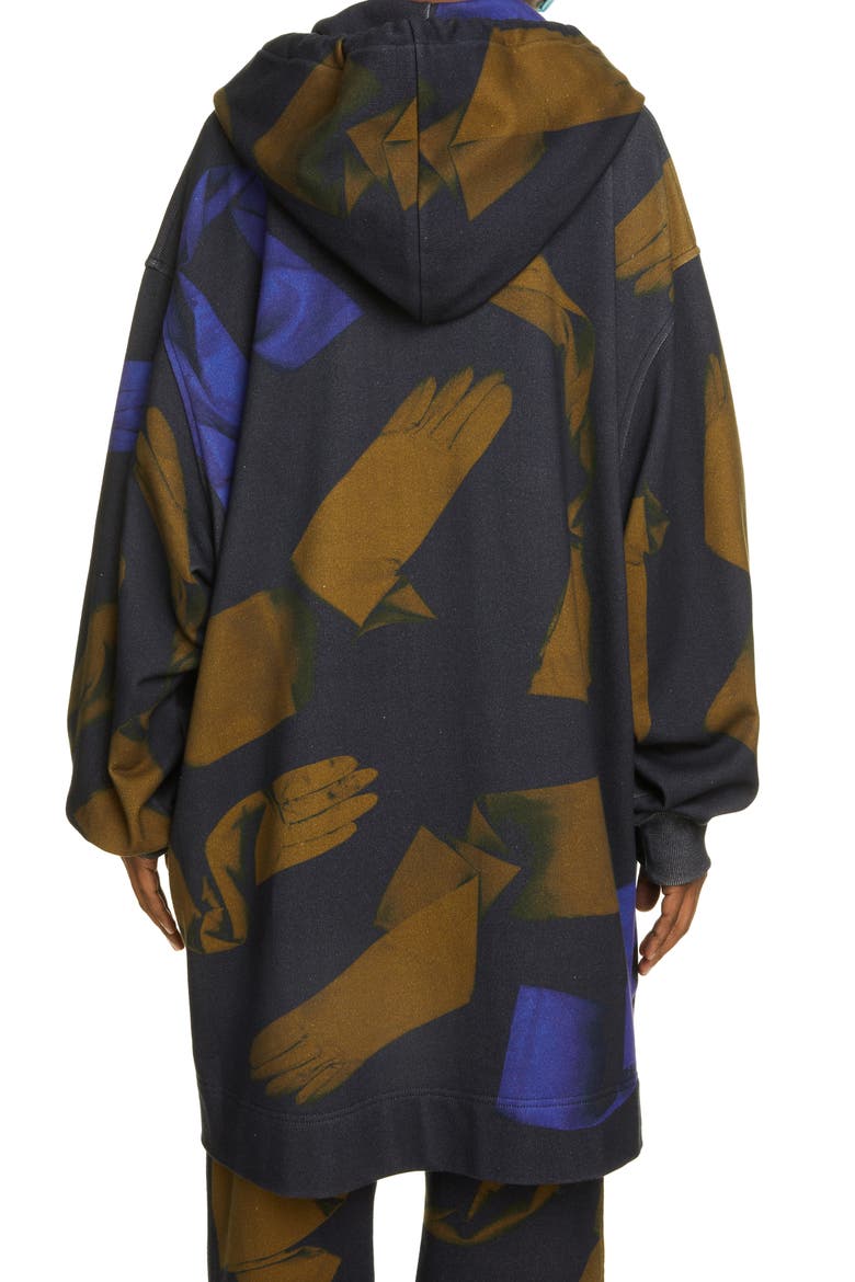 Hasper Gloves Print Oversize Cotton Hoodie, Alternate, color, BLACK