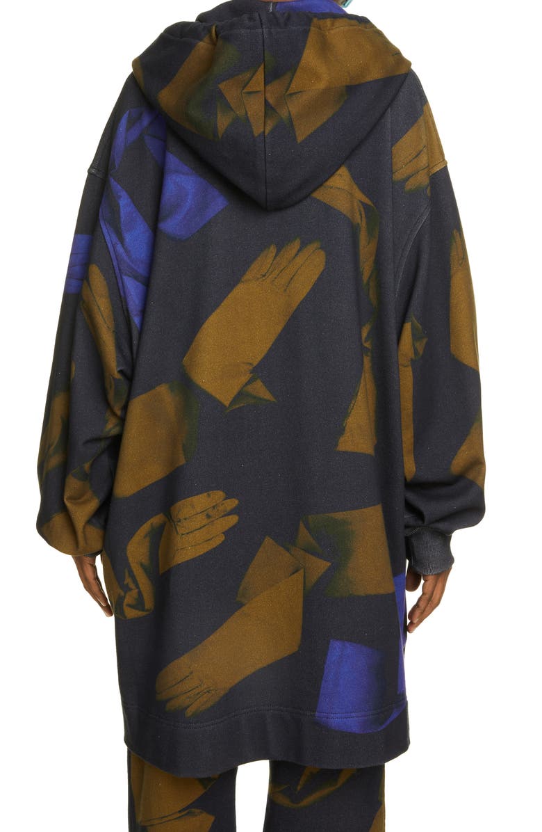 Dries Van Noten Hasper Gloves Print Oversize Cotton Hoodie, Alternate, color, 