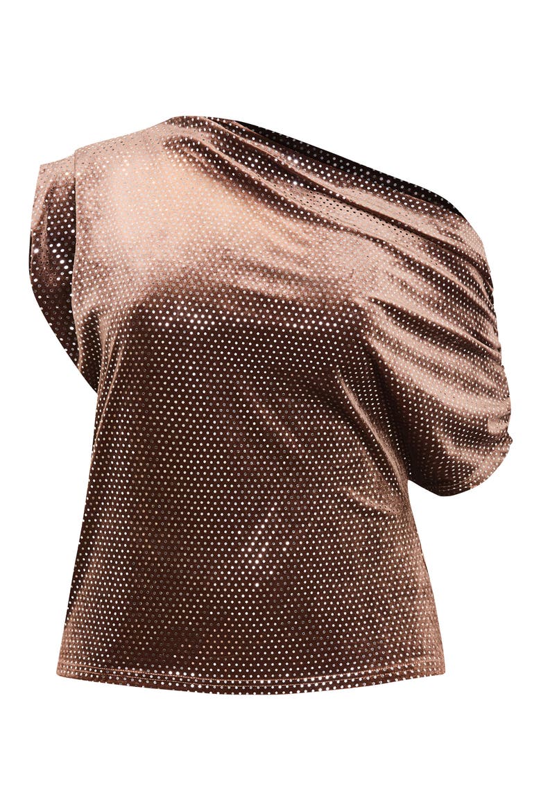 Shimmy One-Shoulder Top, Alternate, color, BRONZE