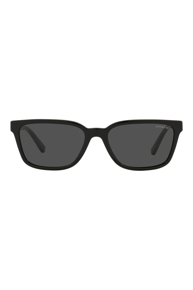 57mm Rectangular Sunglasses, Main, color, BLACK / DARK GREY SOLID