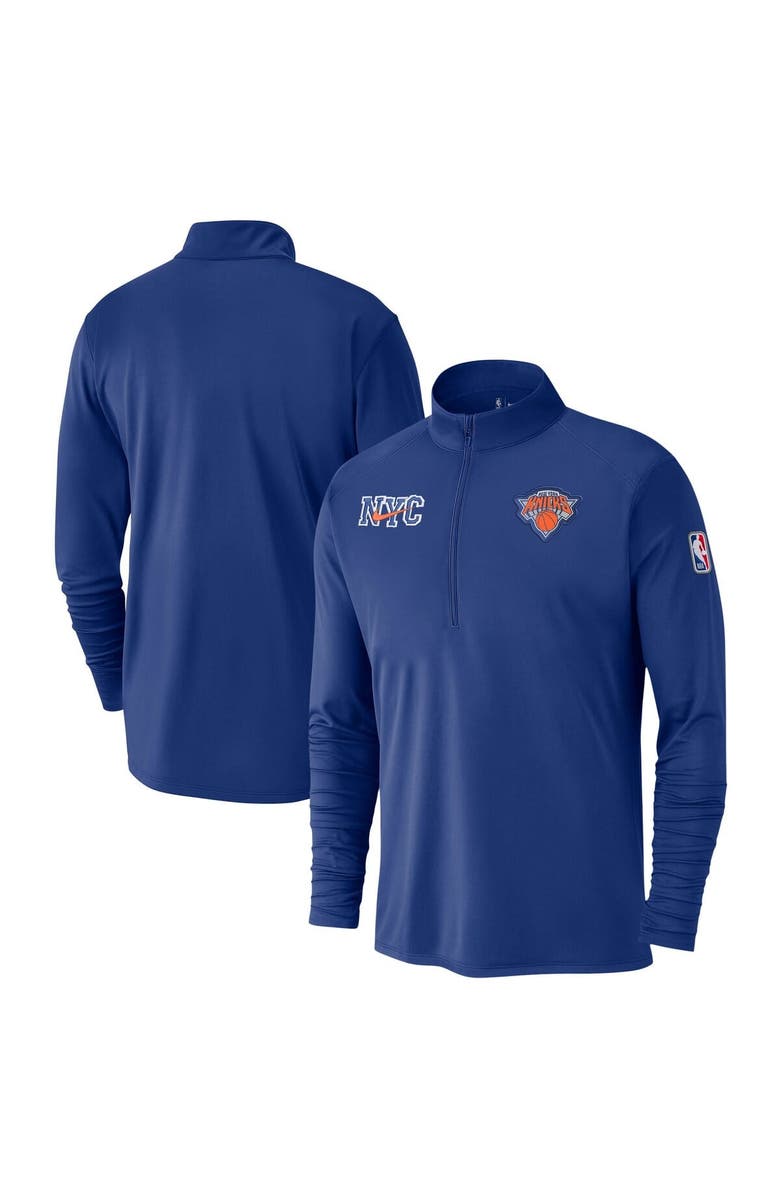 Nike Men's Nike Blue New York Knicks 2024/25 City Edition Authentic Coaches Performance Half-Zip Top, Main, color, 