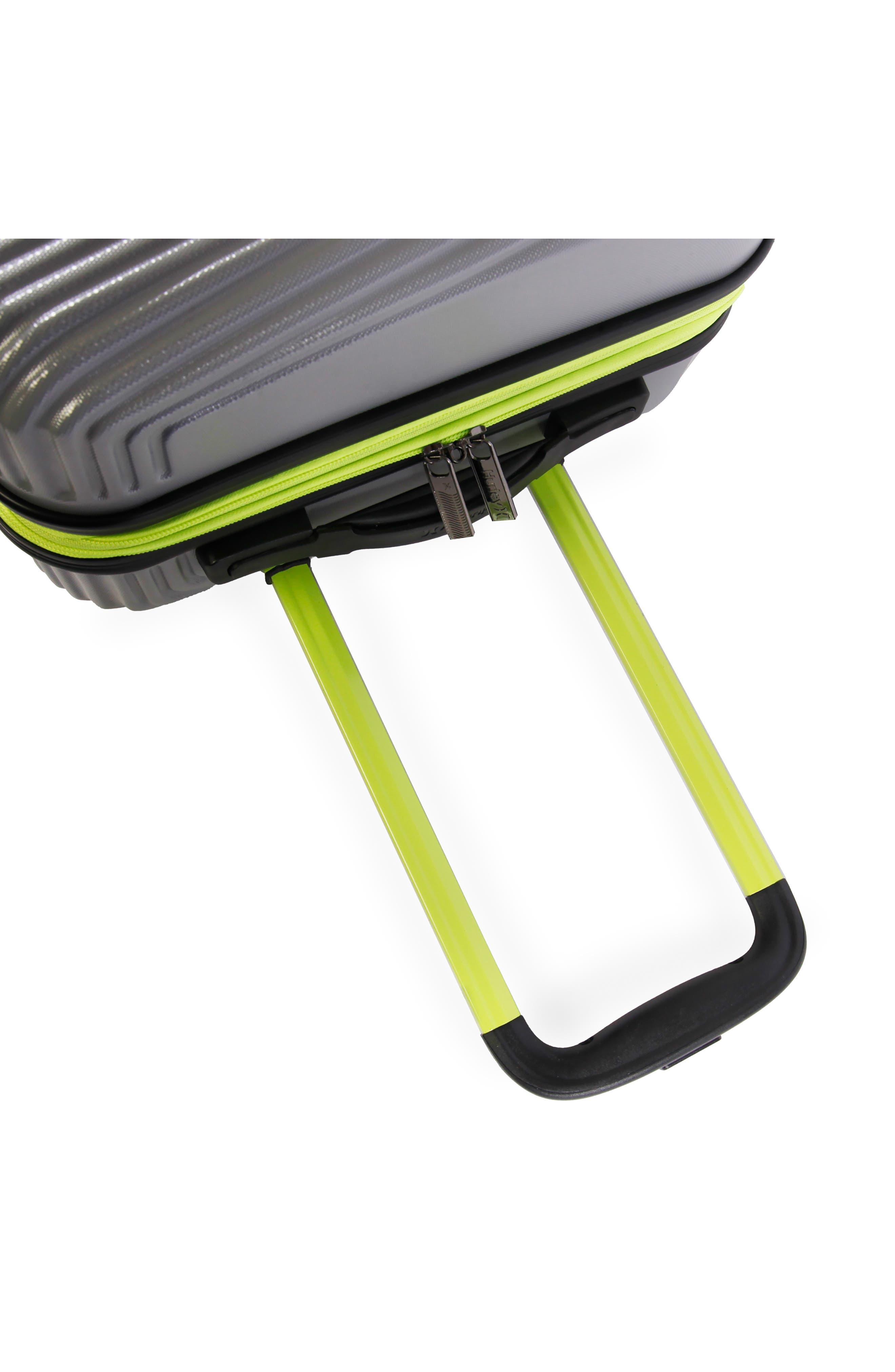Hurley Torx 21-Inch Spinner Suitcase, Alternate, color, Light Grey/ Neon