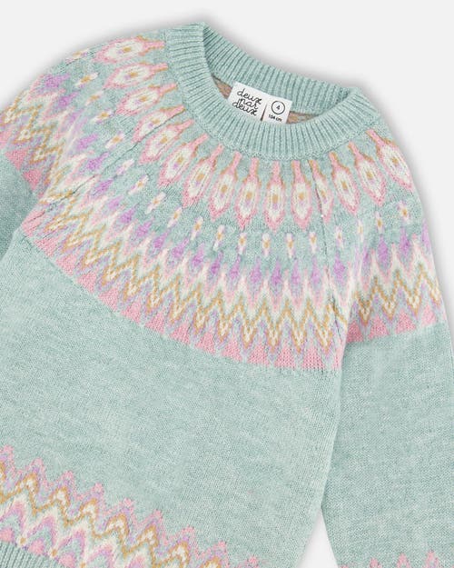 Deux Par Deux Sweater With Norwegian Jacquard In Green