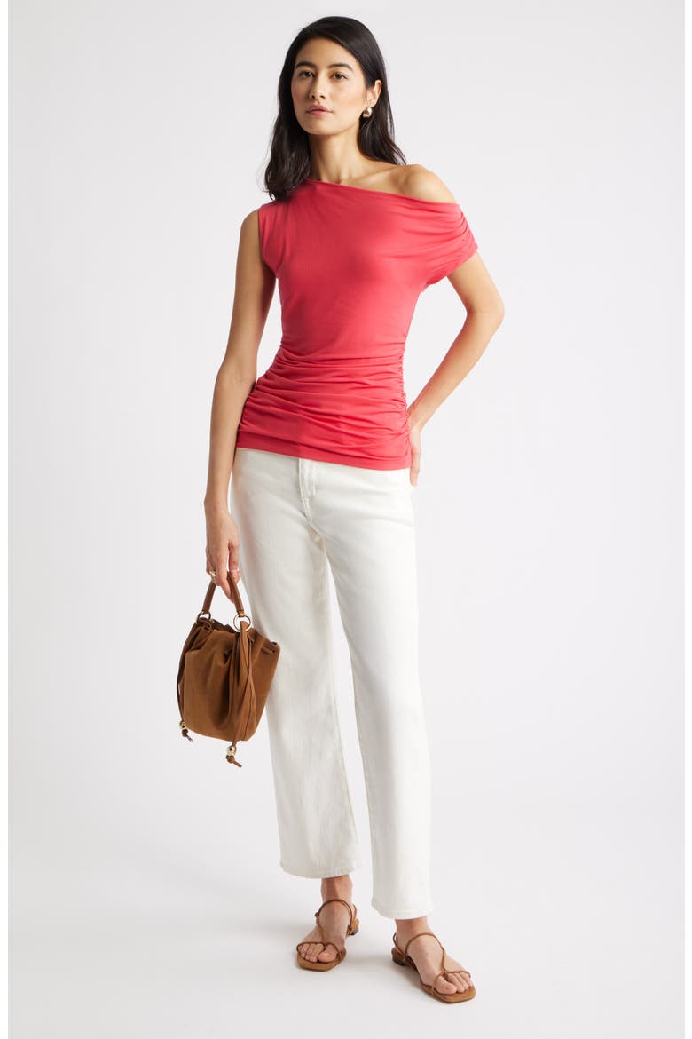 Asymmetric One-Shoulder Top, Alternate, color, RED SAUCY