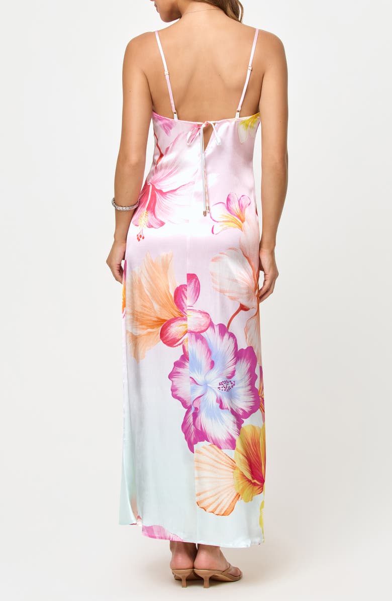 LSPACE Gabby Floral Bias Cut Cotton Sateen Cover-Up Maxi Dress, Alternate, color, Hibiscus And Plumeria Oh My