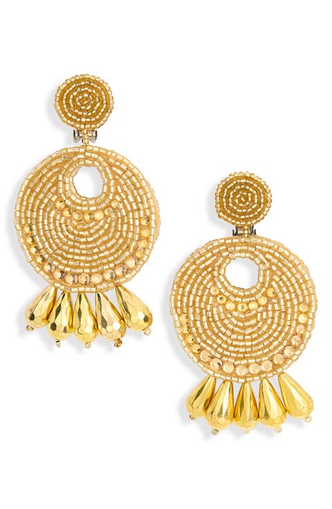 Beaded Disc Drop Earrings