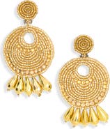 Kenneth Jay Lane Beaded Disc Drop Earrings