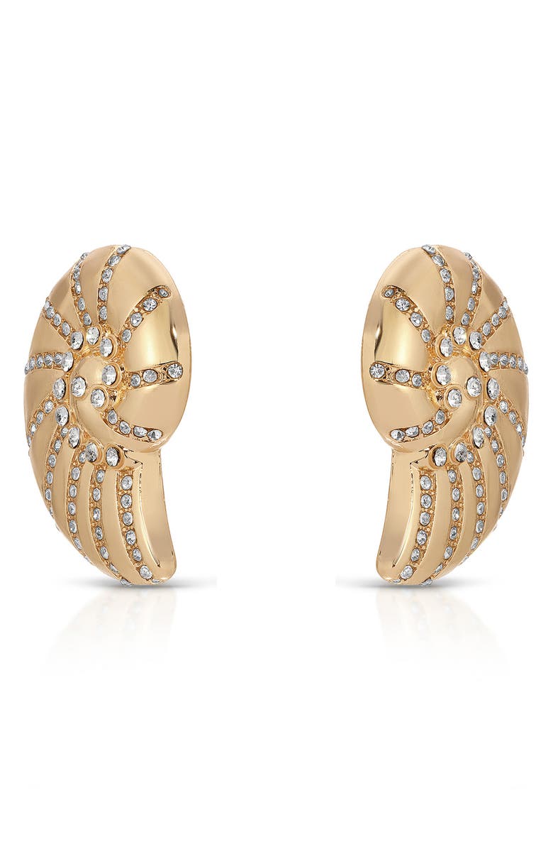 Ettika Shell Statement Stud Earrings, Alternate, color, Gold