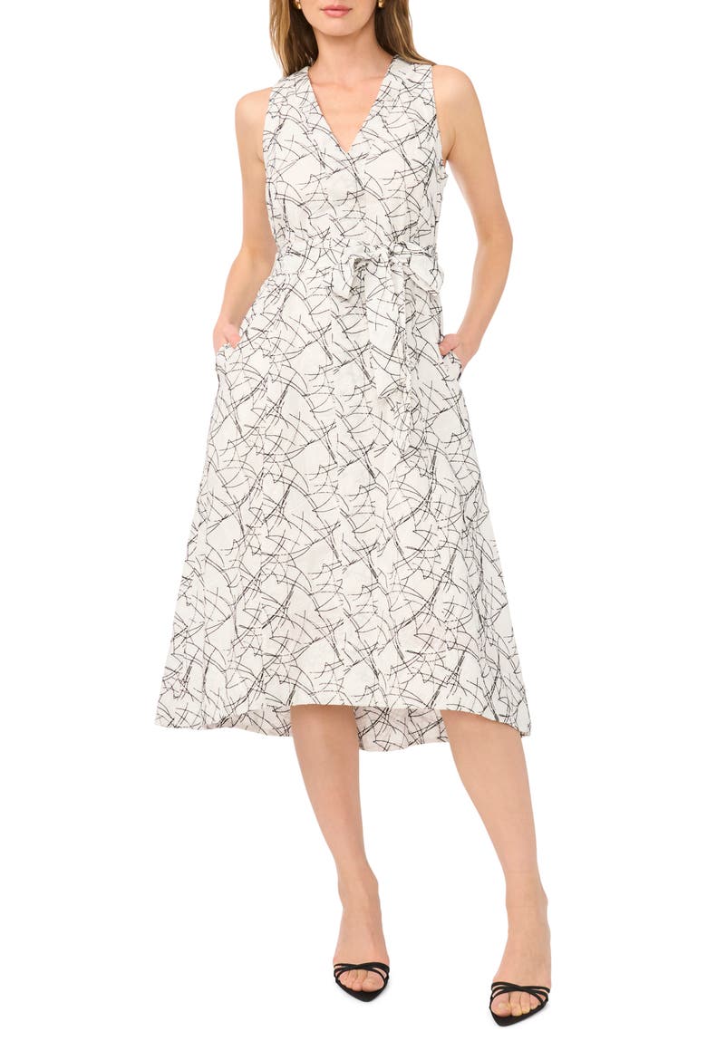 Sleeveless Belted Cotton Midi Dress, Main, color, ULTRA WHITE