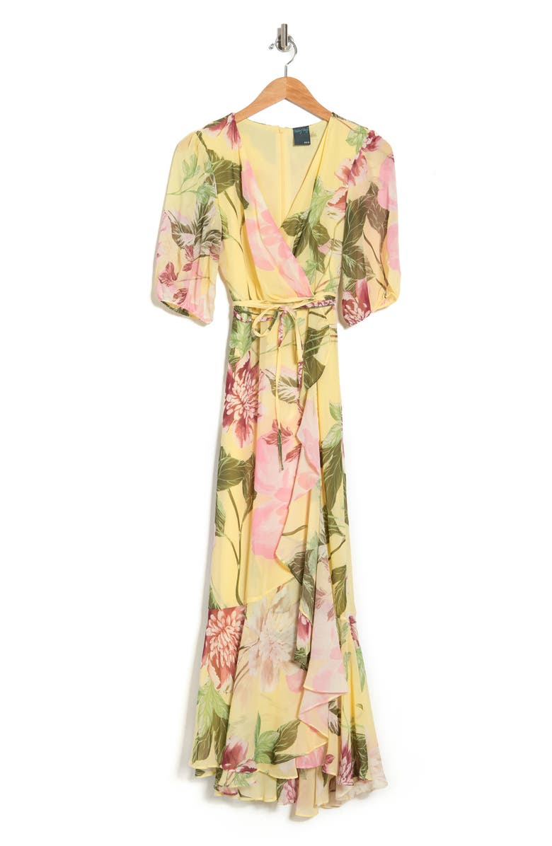 Gabby Skye Elbow Sleeve Surplice Neck Maxi Dress, Alternate, color, 