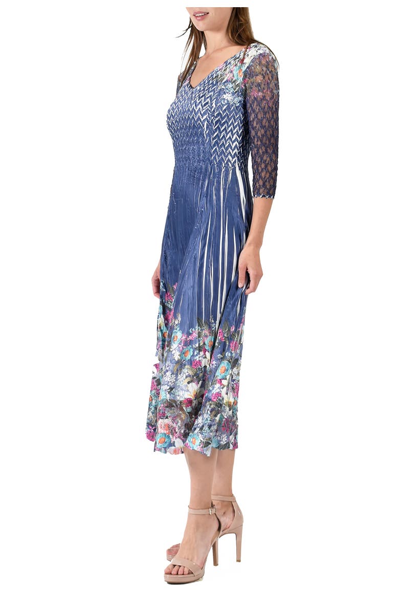 Komarov Midi Length Lace Sleeve Dress, Alternate, color, Indigo Meadow