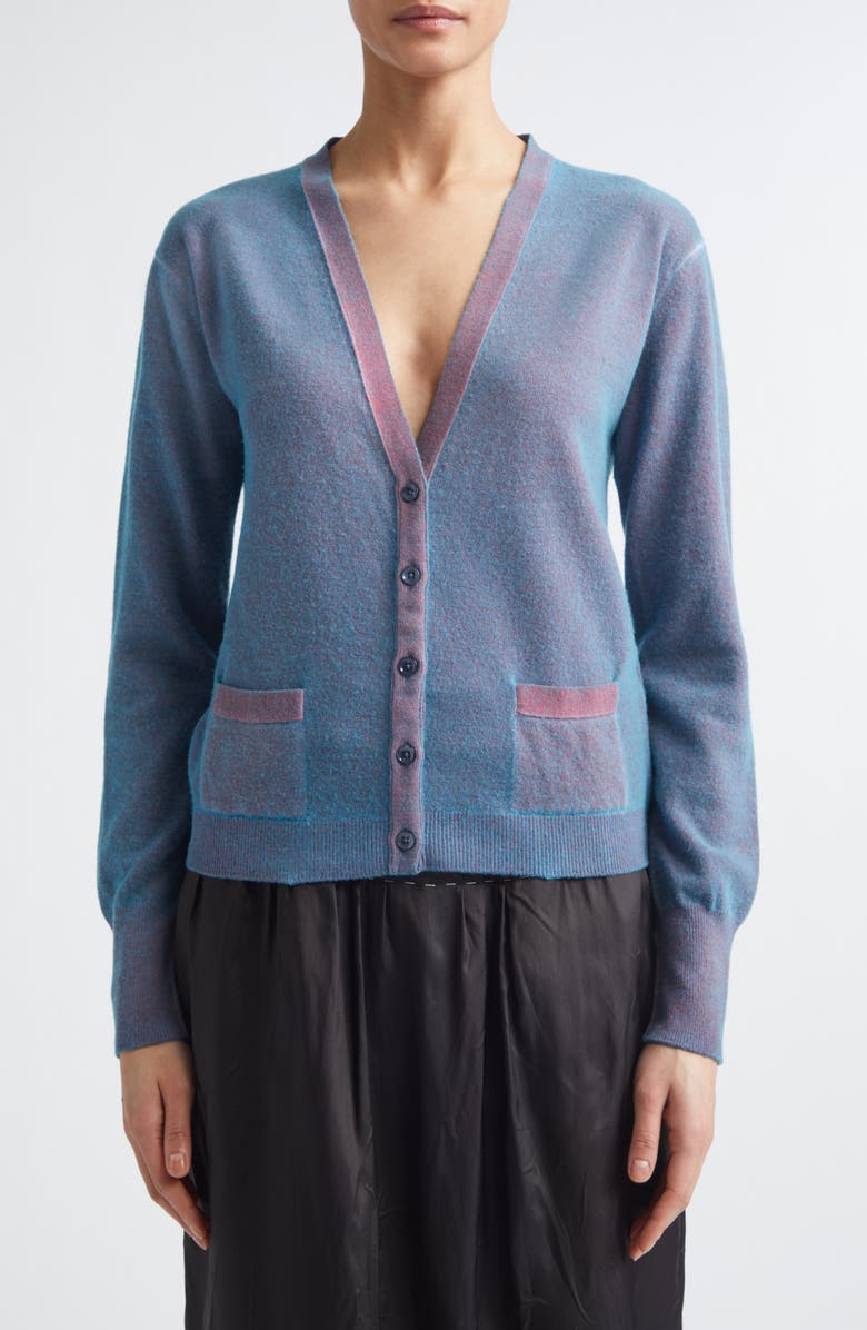 Maison Margiela Plaited Wool Cardigan, Main, color, Turquoise/ Red