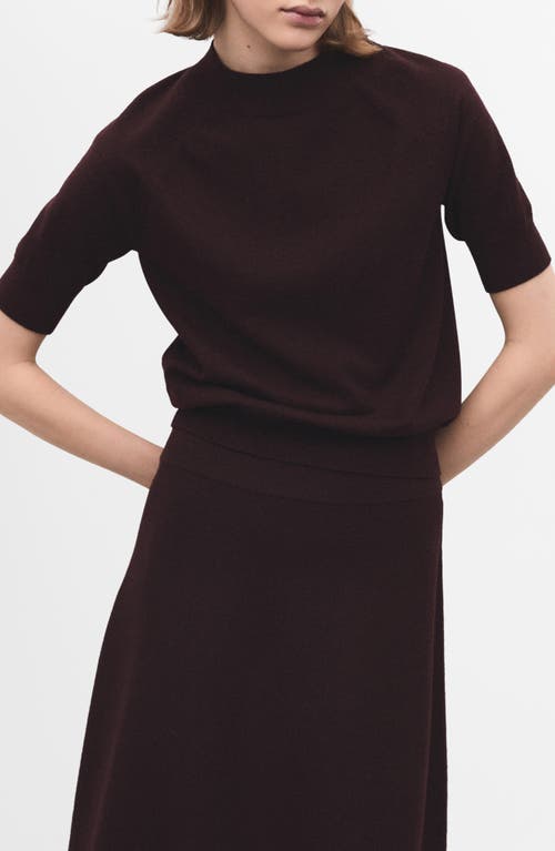 Mango Short Sleeve Sweater In Burgundy
