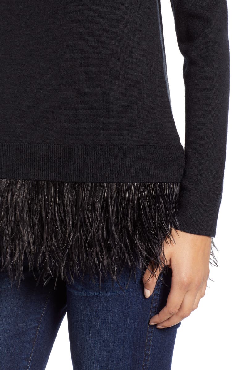 Chelsea28 Feather Trim Sweater, Alternate, color,